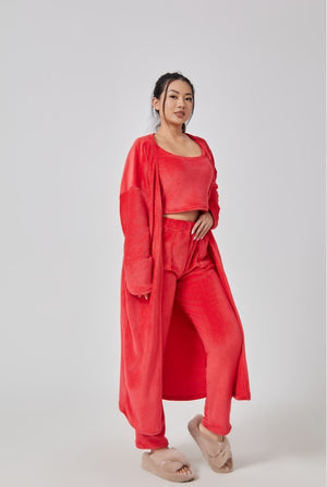 Cozy 3-Piece Pajama Set for Women | Soft Fluffy Lounge Wear Set