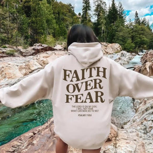 LuxioWear Faith Over Fear Hoodie | Christian Bible Verse Sweatshirt