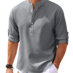 LuxioWear Mens Casual Shirt | Loose Fit Stand Collar Autumn Shirt