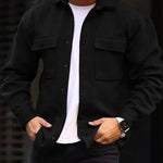 Men’s Casual Long Sleeve Polyester Top | Round Hem Fold Design Shirt