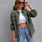LuxioWear Ripped Shirt Jacket for Women | Casual Autumn Spring Top