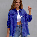 LuxioWear Ripped Shirt Jacket for Women | Casual Autumn Spring Top