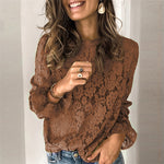 LuxioWear Hollow Lace Shirt | Womens Long Sleeve Streetwear Top