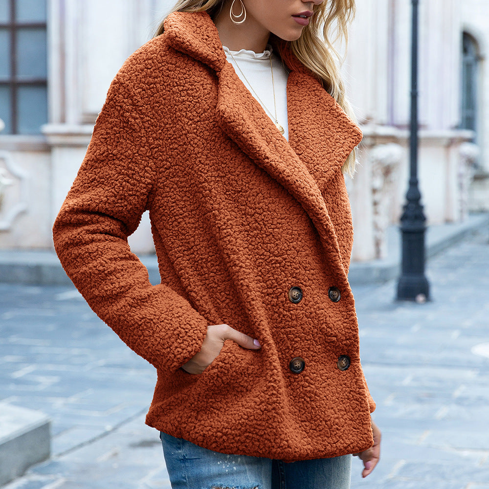 LuxioWear Fluffy Lapel Coat | Womens Winter Button Jacket Cardigan