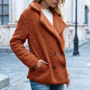LuxioWear Fluffy Lapel Coat | Womens Winter Button Jacket Cardigan