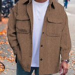 Men’s Casual Long Sleeve Polyester Top | Round Hem Fold Design Shirt