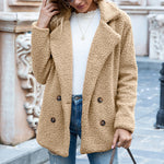 LuxioWear Fluffy Lapel Coat | Womens Winter Button Jacket Cardigan