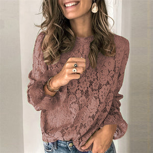 LuxioWear Hollow Lace Shirt | Womens Long Sleeve Streetwear Top