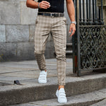 Plaid Print Pants Men's Casual Trousers Loose And Thin