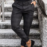 Plaid Print Pants Men's Casual Trousers Loose And Thin
