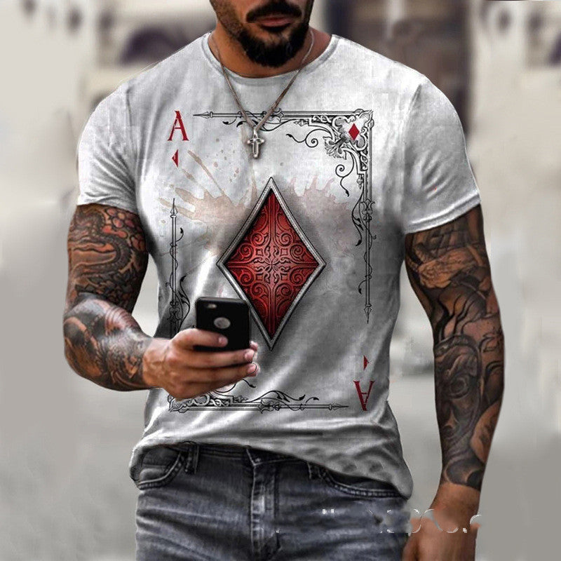 LuxioWear Mens T-Shirt | Playing Card Print Casual Summer Top