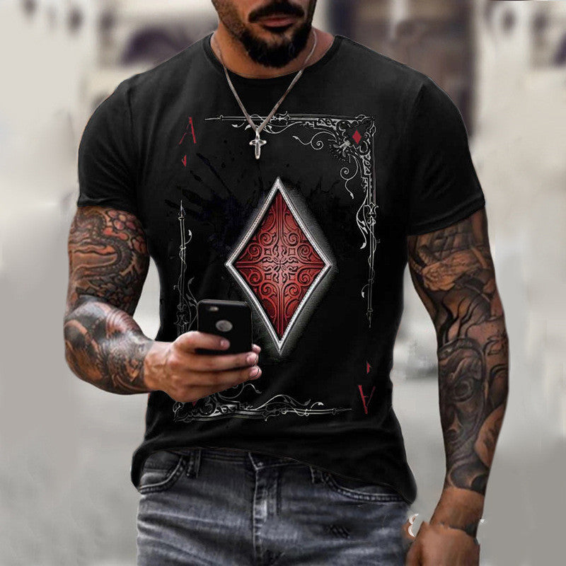 LuxioWear Mens T-Shirt | Playing Card Print Casual Summer Top