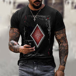 LuxioWear Mens T-Shirt | Playing Card Print Casual Summer Top