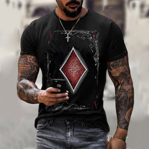 LuxioWear Mens T-Shirt | Playing Card Print Casual Summer Top