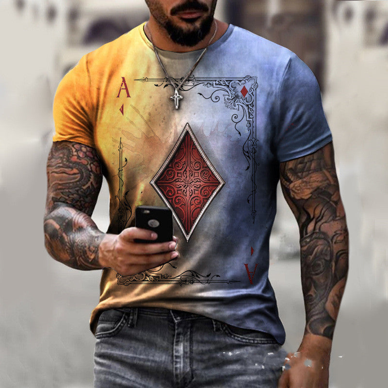LuxioWear Mens T-Shirt | Playing Card Print Casual Summer Top