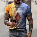 LuxioWear Mens T-Shirt | Playing Card Print Casual Summer Top