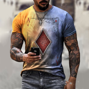 LuxioWear Mens T-Shirt | Playing Card Print Casual Summer Top