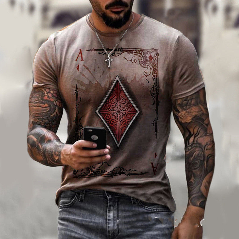 LuxioWear Mens T-Shirt | Playing Card Print Casual Summer Top