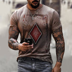 LuxioWear Mens T-Shirt | Playing Card Print Casual Summer Top