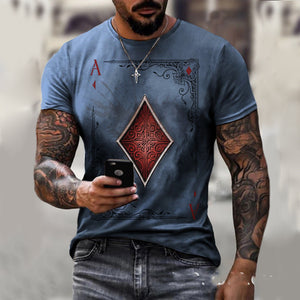 LuxioWear Mens T-Shirt | Playing Card Print Casual Summer Top