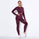 LuxioWear Seamless Yoga Suit | Breathable Long-Sleeved Fitness Outfit
