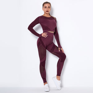 LuxioWear Seamless Yoga Suit | Breathable Long-Sleeved Fitness Outfit