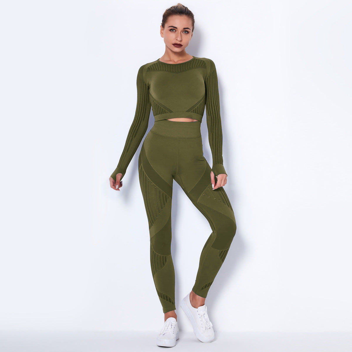 LuxioWear Seamless Yoga Suit | Breathable Long-Sleeved Fitness Outfit