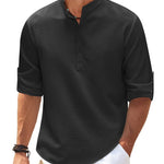 LuxioWear Mens Casual Shirt | Loose Fit Stand Collar Autumn Shirt