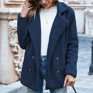 LuxioWear Fluffy Lapel Coat | Womens Winter Button Jacket Cardigan