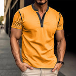 LuxioWear Mens Polo Shirt | Summer Short Sleeve V-Neck T-Shirt