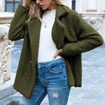 LuxioWear Fluffy Lapel Coat | Womens Winter Button Jacket Cardigan