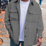 Men’s Casual Long Sleeve Polyester Top | Round Hem Fold Design Shirt