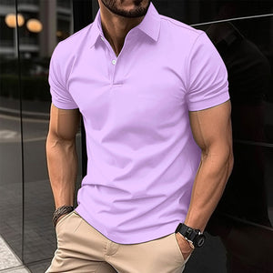 LuxioWear Mens Polo Shirt | Summer Short Sleeve Button Lapel Top