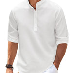 LuxioWear Mens Casual Shirt | Loose Fit Stand Collar Autumn Shirt