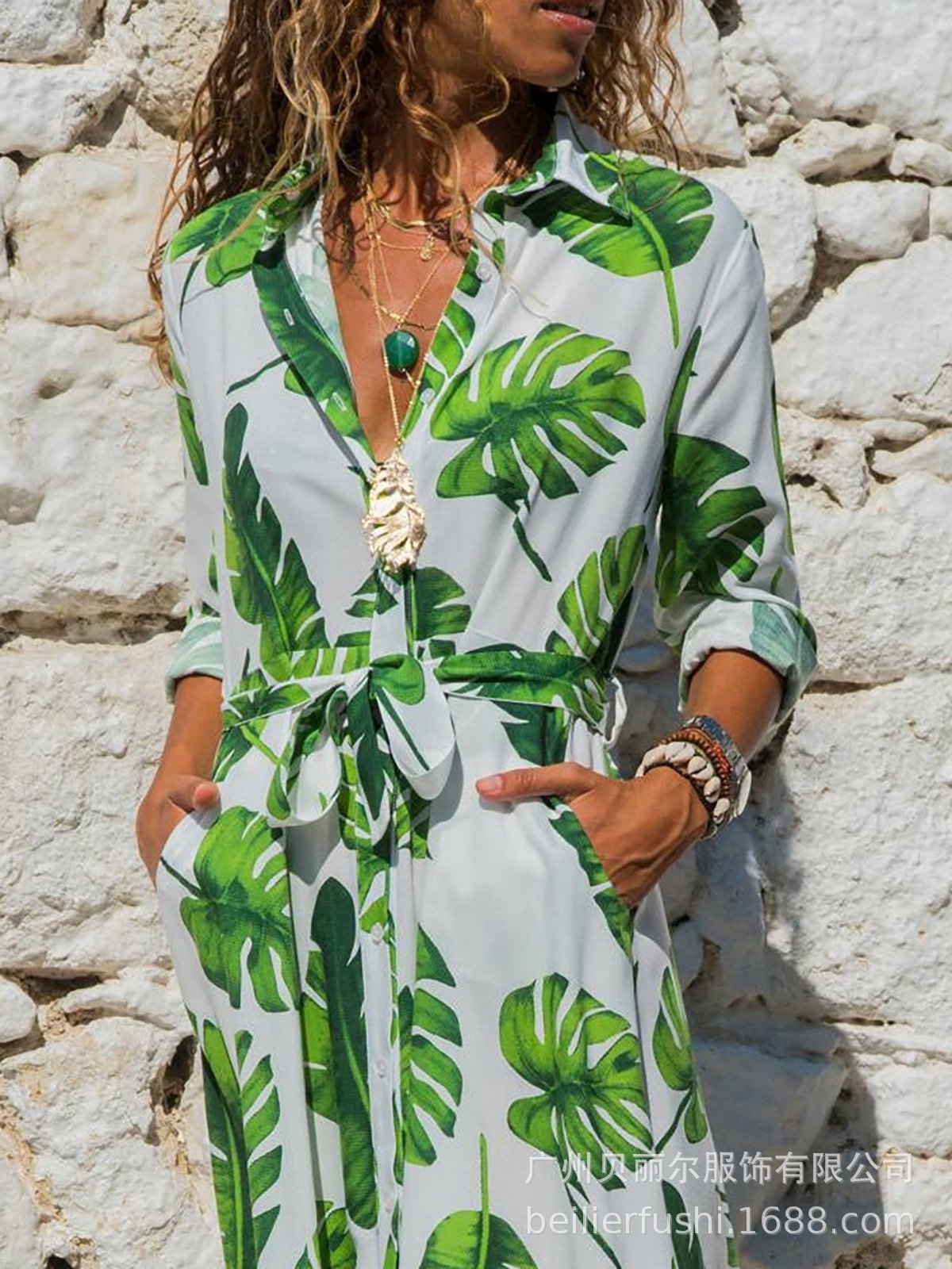 LuxioWear Vintage Chiffon Dress | Womens High Waist V-Neck Outfit