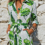 LuxioWear Vintage Chiffon Dress | Womens High Waist V-Neck Outfit