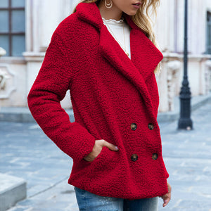LuxioWear Fluffy Lapel Coat | Womens Winter Button Jacket Cardigan