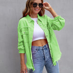 LuxioWear Ripped Shirt Jacket for Women | Casual Autumn Spring Top