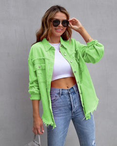 LuxioWear Ripped Shirt Jacket for Women | Casual Autumn Spring Top