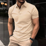 LuxioWear Mens Polo Shirt | Summer Short Sleeve Button Lapel Top