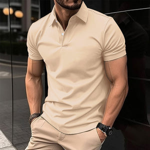 LuxioWear Mens Polo Shirt | Summer Short Sleeve Button Lapel Top