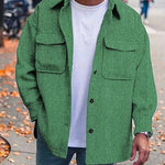 Men’s Casual Long Sleeve Polyester Top | Round Hem Fold Design Shirt