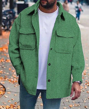 Men’s Casual Long Sleeve Polyester Top | Round Hem Fold Design Shirt