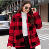 Luxiowear Women's Plaid Plush Jacket | Warm Winter Long Sleeve Casual Coat