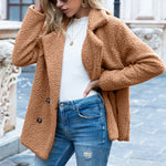 LuxioWear Fluffy Lapel Coat | Womens Winter Button Jacket Cardigan