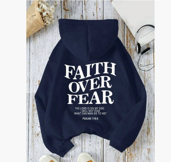 LuxioWear Faith Over Fear Hoodie | Christian Bible Verse Sweatshirt