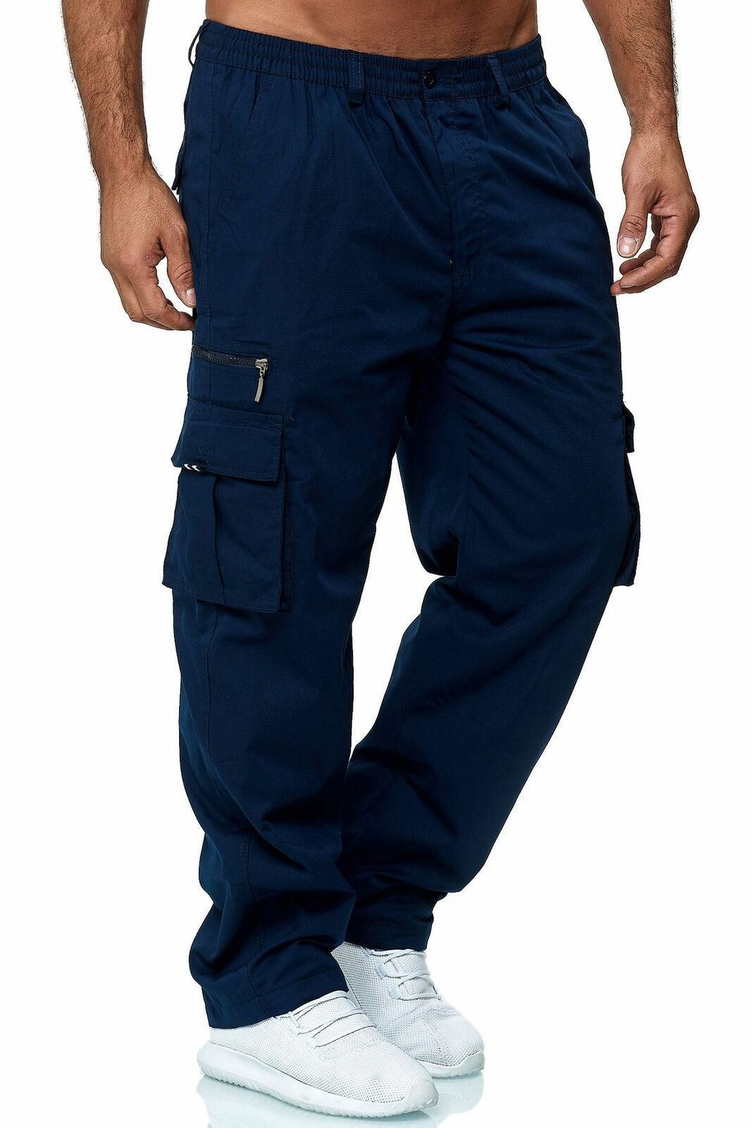LuxioWear Men’s Loose Cargo Pants | Multi-Pocket Straight Trousers