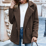 LuxioWear Fluffy Lapel Coat | Womens Winter Button Jacket Cardigan