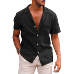 LuxioWear Mens Casual Button-Down Shirt | Summer Linen Cotton Beach Shirt
