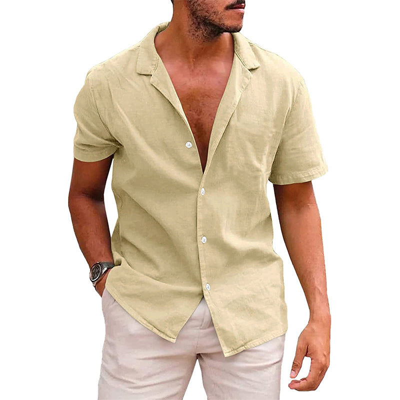 LuxioWear Mens Casual Button-Down Shirt | Summer Linen Cotton Beach Shirt